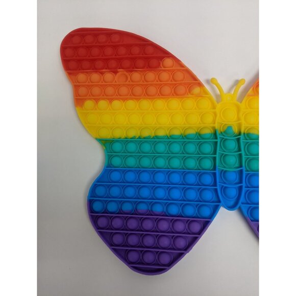 Rainbow Butterfly Pop Fidget Toy Silicone 18" Large Size For Kids And Adult - Picture 3 of 6